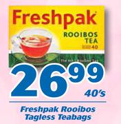 Freshpak Rooibos Tagless Teabags-40's