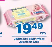 Johnson's Baby Wipes Assorted-72's Each