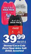 Stoney/Coca Cola Zero/Spar-Letta Soft Drink Assorted-4x1.5 Ltr