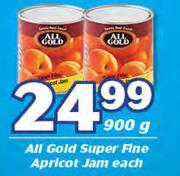All Gold Super Fine Apricot Jam-900g Each