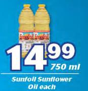 Sunfoil Sunflower Oil-750ml Each