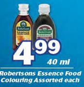 Robertsons Essence Food Colouring Assorted-40ml Each
