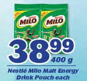 Nestle Milo Matt Energy Drink Pouch-400g Each