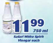 Safari White Spirit Vinegar-750ml Each