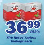 Five Roses Tagless Teabags-102's Each