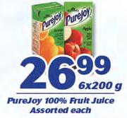 Purejoy 100% Fruit Juice Assorted-6 x 200g