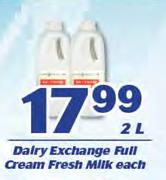 Dairy Exchange Full Cream Fresh Milk-2Ltr Each