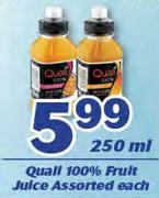 Quali 100% Fruit Juice Assorted-250ml Each