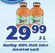 Darling 100% Fruit Juice Assorted-3Ltr Each