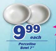 Porceline Bowl 7"-Each