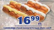 Cambridge Food Custard/Cream Buns-6's Each