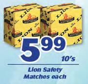 Lion Safety Matches-10's Each