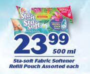 Sta Soft Fabric Softener Refill Pouch Assorted-500ml Each