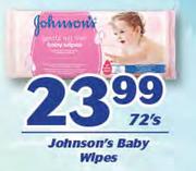 Johnson's Baby Wipes-72's