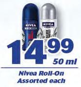 Nivea Roll On Assorted-50ml Each