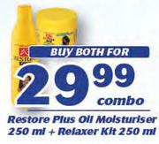 Restore Plus Oil Moisturiser-250ml + Relaxer Kit-250ml Combo