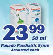 Panado Paediatric Syrup Assorted-50ml Each