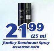 Yardley Deodorant Spray Assorted-125ml Each