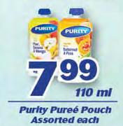 Purity Puree Pouch Assorted-110ml Each