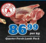 Quarter Fresh Lamb Pack-Per kg