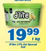 D'Lite 37% Fat Spread Tub-1kg Each