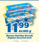 Danone Nutriday Smooth Yoghurt-6x100g Each