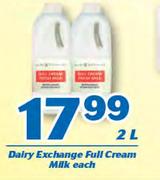 Dairy Exchange Full Cream Milk-2Ltr Each