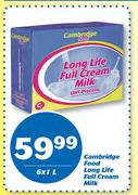 Cambridge Food Long Life Full Cream Milk-6x1Ltr 