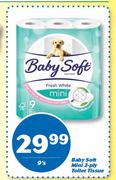 Baby Soft Mini 2 Ply Toilet Tissue-9's