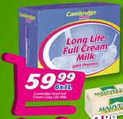Cambridge Food Full Cream Long Life Milk-6x1Ltr