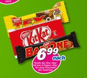 Nestle Bar One-50g/Kit Kat 4 Fingers-45g/Tex-62g Chocolate Bar-Each