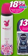Playgirl Deodorant Spray-90ml Each