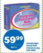 1Cambridge Food Full Cream Long Life Milk-6X1L