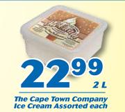 The Cape Town Company Ice Cream 2L-Each