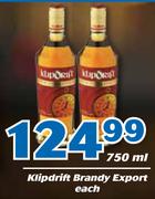 Klipdrift Brandy Export 750ml-Each