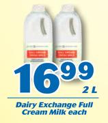 Dairy Exchange Full Cream Milk 2L-Each