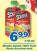 Rhodes Squish 100% Fruit Puree Assorted-110ml Each