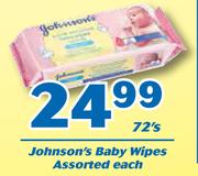 Johnson's Baby Wipes Assorted-72's Pack