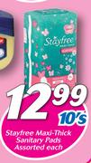 Stayfree Maxi Thick Sanitary Pads Assorted-10's Each