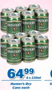 Hunter's Dry Cans-6 x 330ml Each