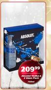 Absolut Vodka & 2 Glass Pack-750ml