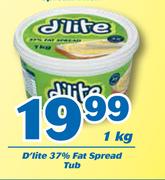 D'Lite 37% Fat Spread Tub-1kg