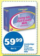 Cambridge Food Long Life Full Cream Milk-6x1Ltr 