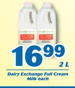 Dairy Exchange Full Cream Milk-2Ltr Each