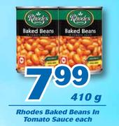 1 Rhodes Baked Beans In Tomato Sauce-410g Each