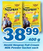1 Nestle Nespray Full Cream Milk Powder Sachet-400g Each