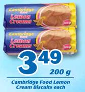 Cmabridge Food Lemon Cream Biscuits-200g Each