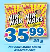 Nik Naks Maize Snack Assorted-50x20g Each