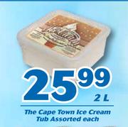 The Cape Town Ice Cream Tub Assorted-2L Each