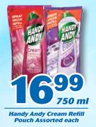 Handy Andy Cream Refill Pouch Assorted-750ml Each